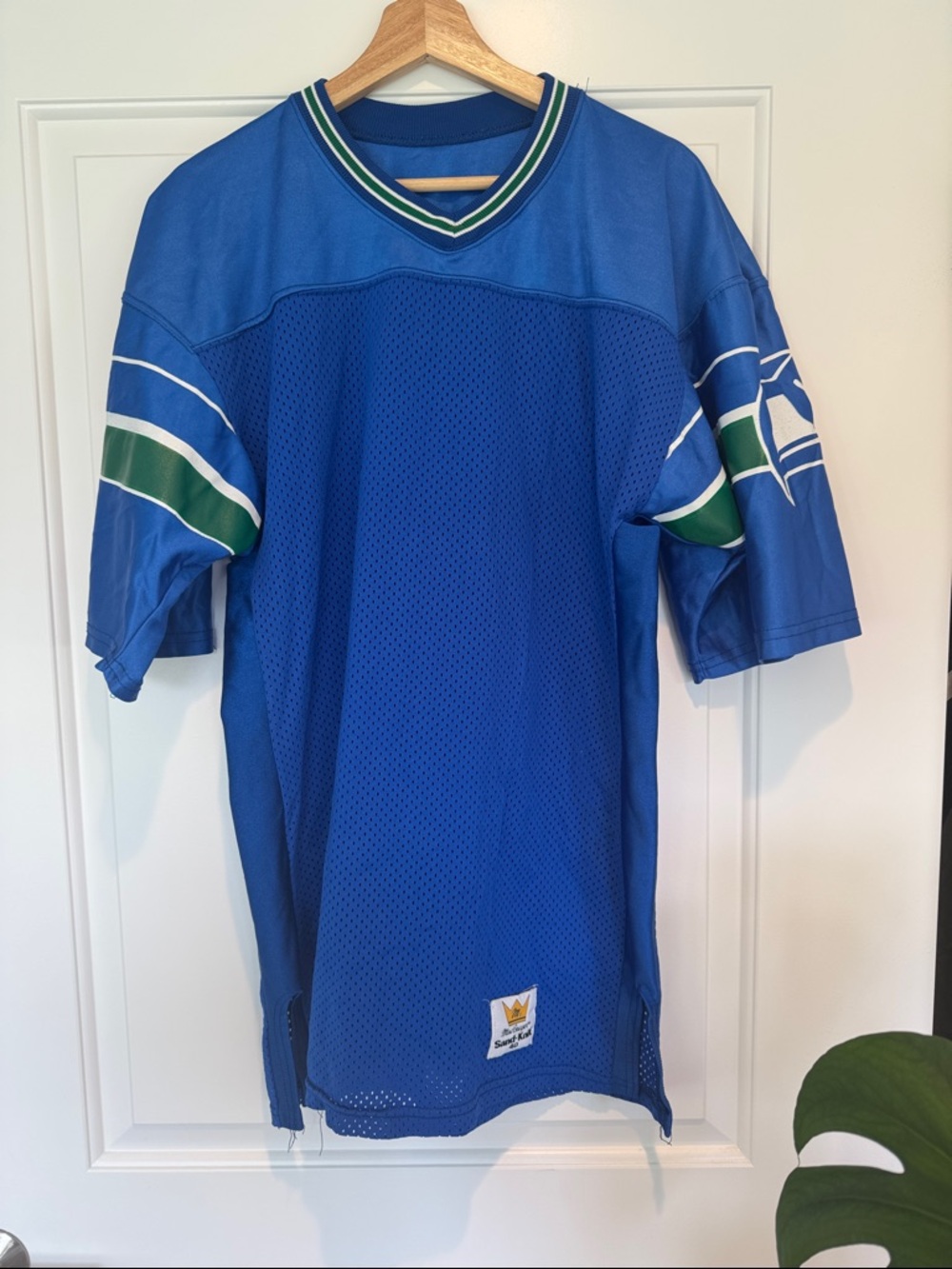 Vintage Seattle Seahawks Mesh Jersey MacGregor Sand-Knit Blue Football Tee 40